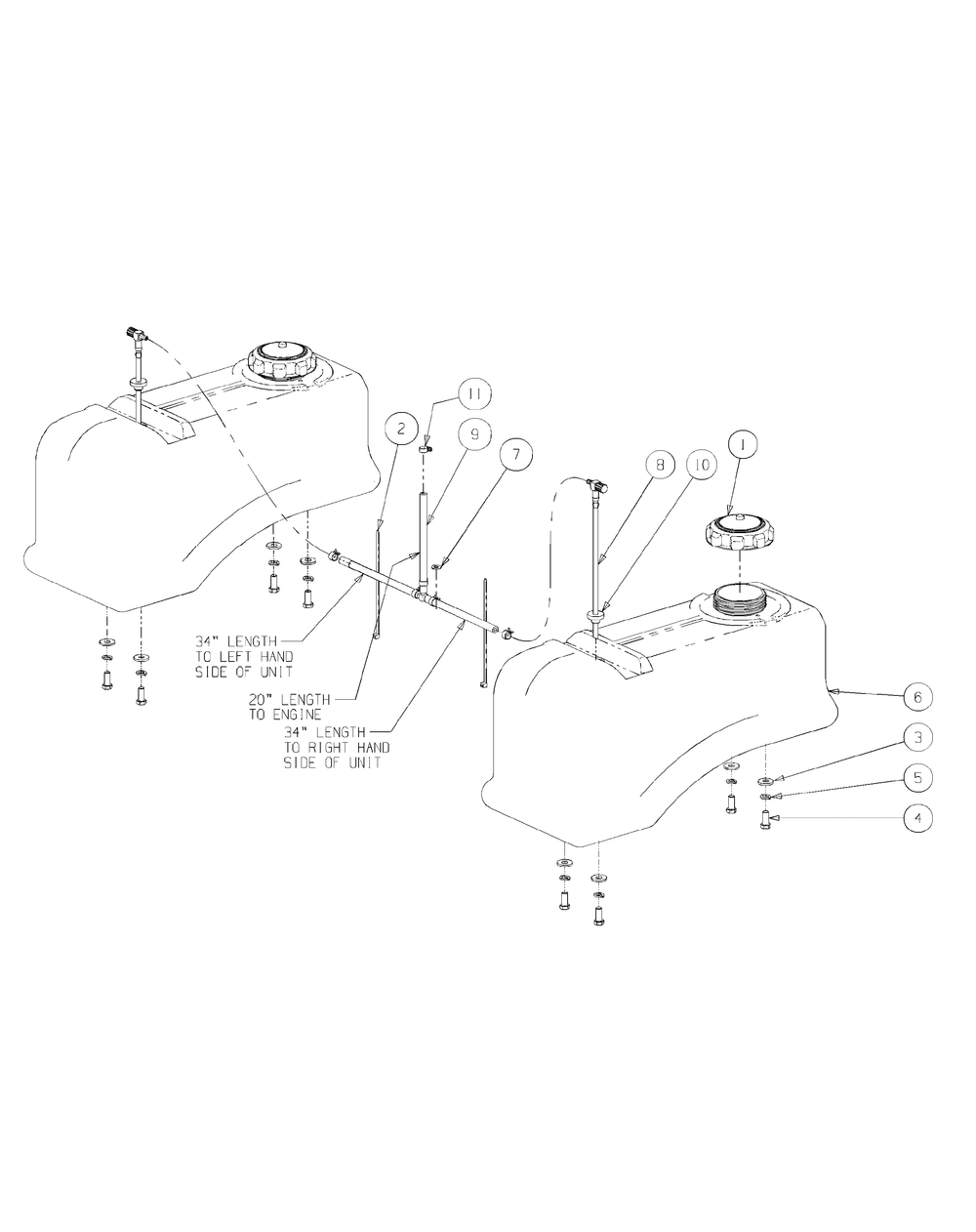 Fuel Tank Assembly (2008 And Before) Diagram and Parts List for M54-KH (53AH8CT4050-27HP-OHV)(2009 & Before) Cub Cadet Lawn Tractor